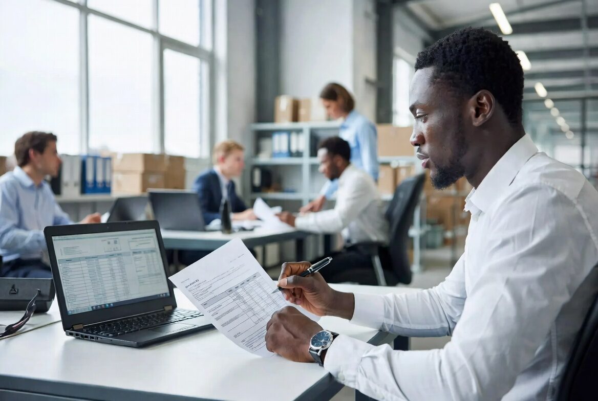 Consultants correcting freight billing and documentation