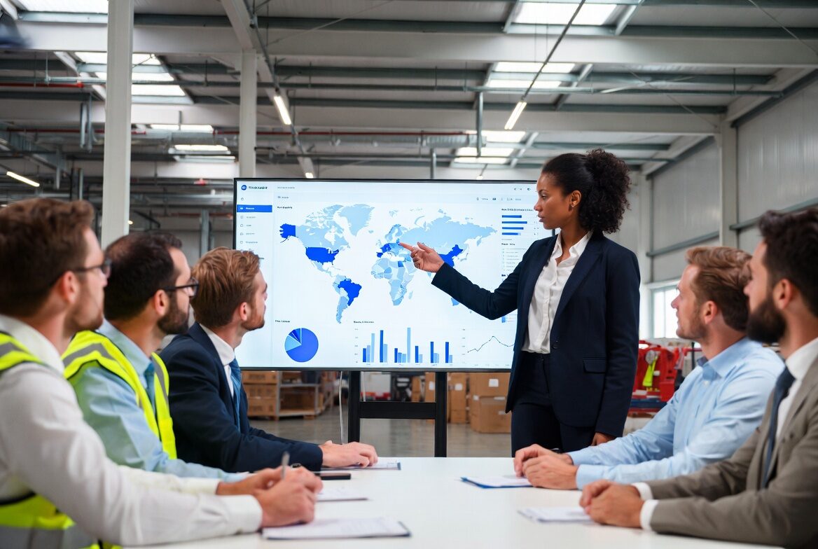 Executive reviewing transportation analytics
